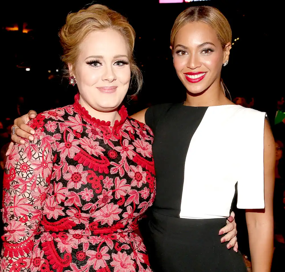Adele (left) and Beyonc&eacute; attend the 55th Annual Grammy Awards at Staples Center on Feb. 10, 2013, in Los Angeles.