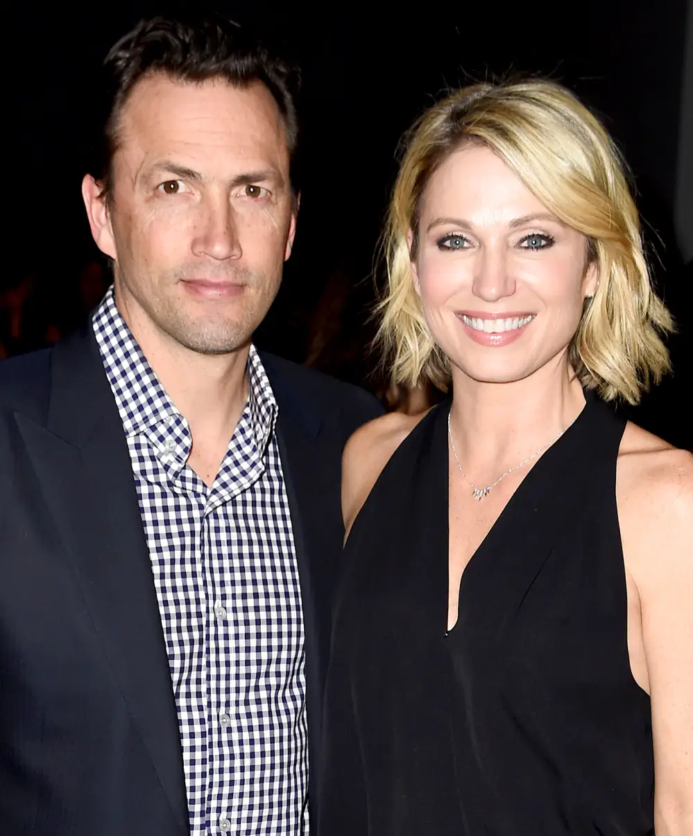 Andrew Shue and Amy Robach attend the Chiara Boni La Petite Robe collection during, New York Fashion Week: The Shows at Gallery 3, Skylight Clarkson Sq on February 14, 2017 in New York City.