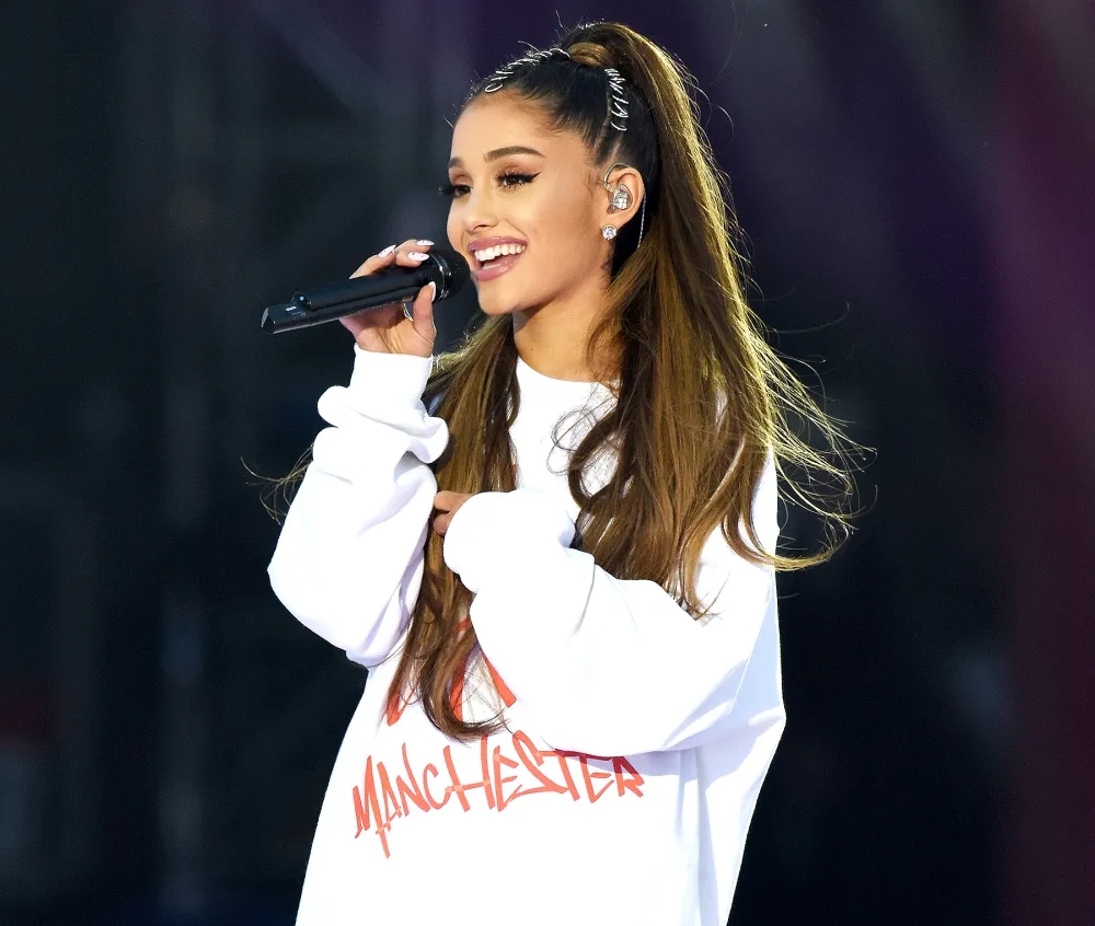Ariana Grande performs on stage on June 4, 2017 in Manchester, England.