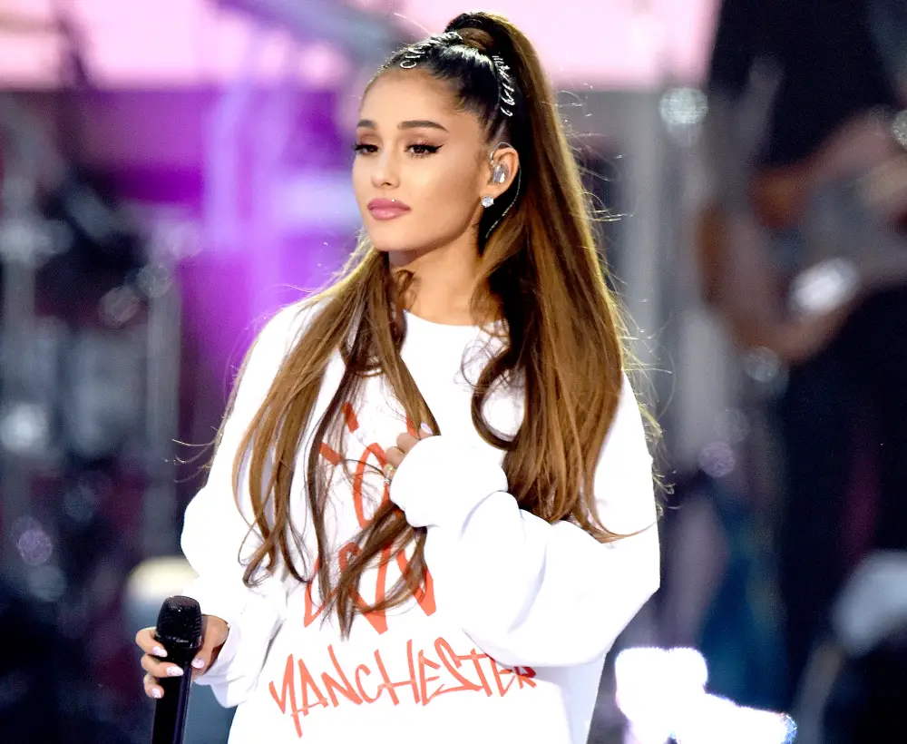 Ariana Grande performs on stage on June 4, 2017 in Manchester, England.