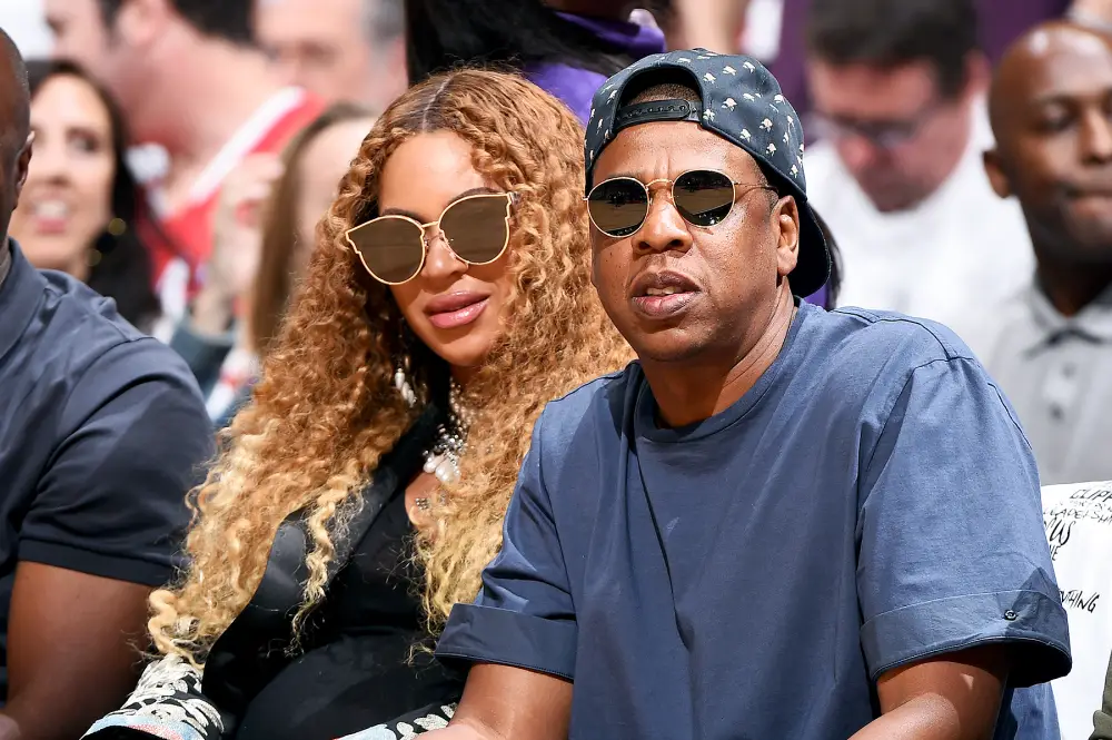 Beyonce and Jay Z attend Game Seven of the Western Conference Quarterfinals of the 2017 NBA Playoffs on April 30, 2017 at STAPLES Center in Los Angeles, California.