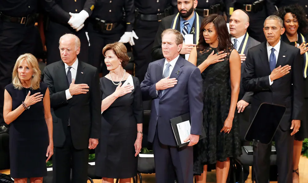Jill Biden Joe Biden George Bush Michelle Obama Barack Obama Dallas memorial