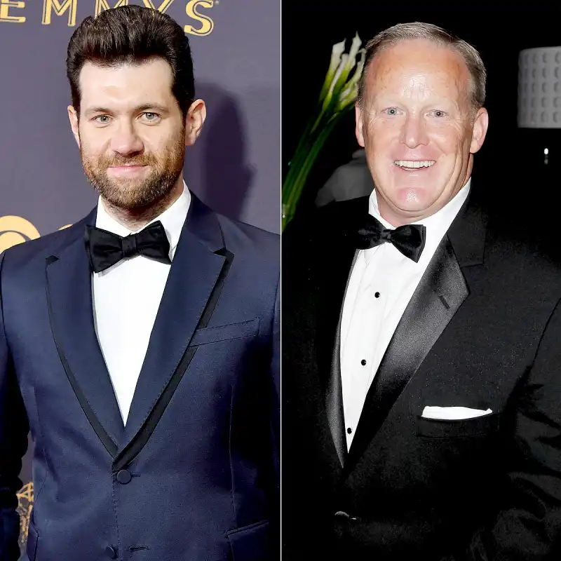 Billy Eichner and Sean Spicer Jeff Kravitz/FilmMagic; TIBRINA HOBSON/AFP/Getty Images