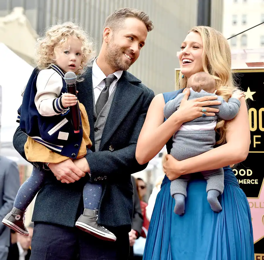 Ryan Reynolds and Blake Lively with daughters James Reynolds and Ines Reynolds attend the ceremony honoring Ryan Reynolds with a Star on the Hollywood Walk of Fame on December 15, 2016 in Hollywood, California.