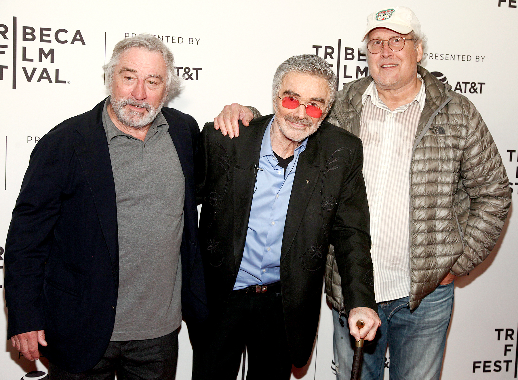 Robert De Niro, from left, Burt Reynolds and Chevy Chase attend the screening of "Dog Years", during the 2017 Tribeca Film Festival, at Cinepolis Chelsea on Saturday, April 22, 2017, in New York.