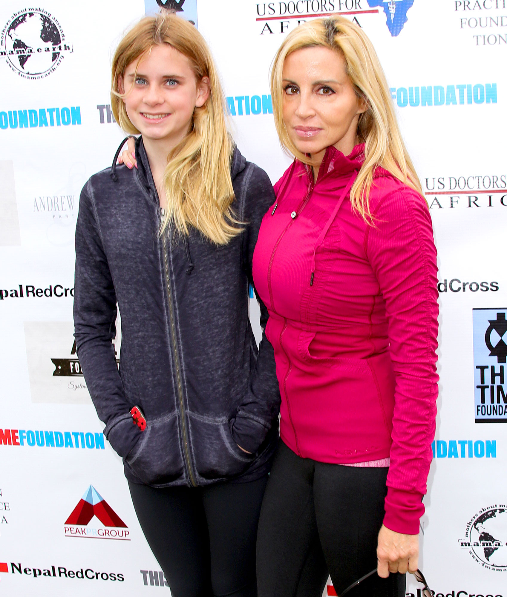 Camille Grammer (R) and her Daughter Mason Grammer (L) attend the Relief Run to raise funds for Nepal victims on May 17, 2015 in Santa Monica, California.