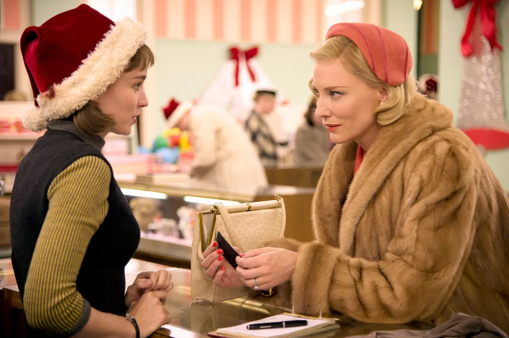 Rooney Mara and Cate Blanchett star in Carol.
