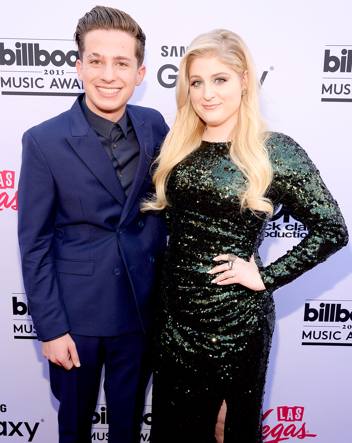 Charlie Puth and Meghan Trainor attend the 2015 Billboard Music Awards.