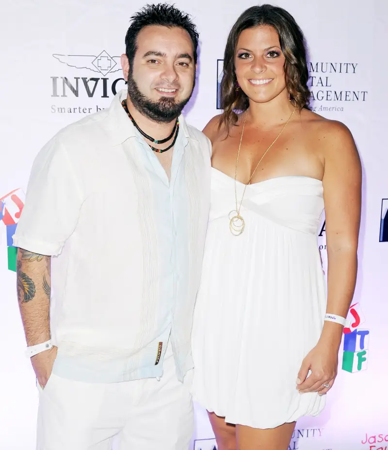 Chris Kirkpatrick and Karly Kirkpatrick arrive at 2013 Jason Taylor Celebrity Golf Classic white party at Seminole Hard Rock Hotel & Casino ? Hard Rock Cafe Hollywood on February 24, 2013 in Hollywood, Florida.