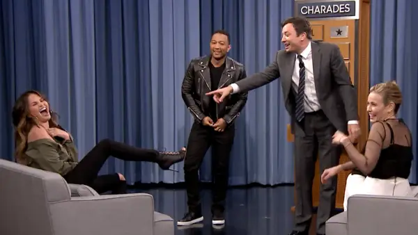 Chrissy Teigen and john Legend and Chelsea Handler and Jimmy Fallon