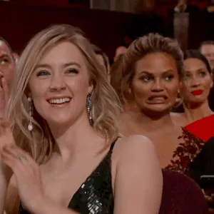 Chrissy Teigen reacting at Oscars 2016