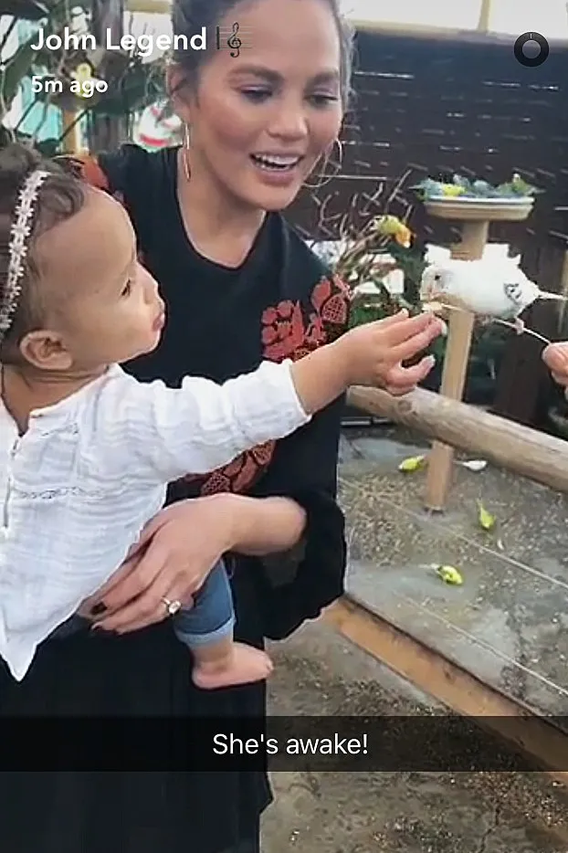 Chrissy Teigen Luna awake