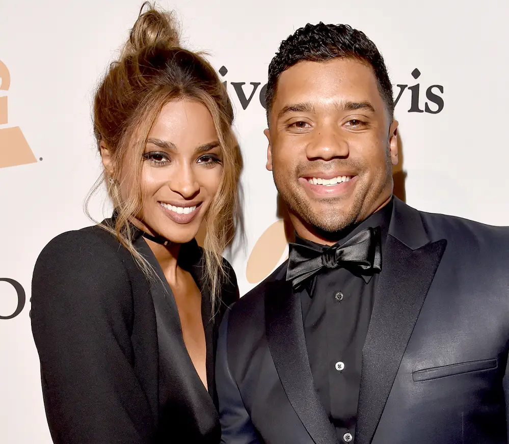 Ciara and NFL player Russell Wilson attend the 2016 Pre-GRAMMY Gala and Salute to Industry Icons honoring Irving Azoff at The Beverly Hilton Hotel on February 14, 2016 in Beverly Hills, California.