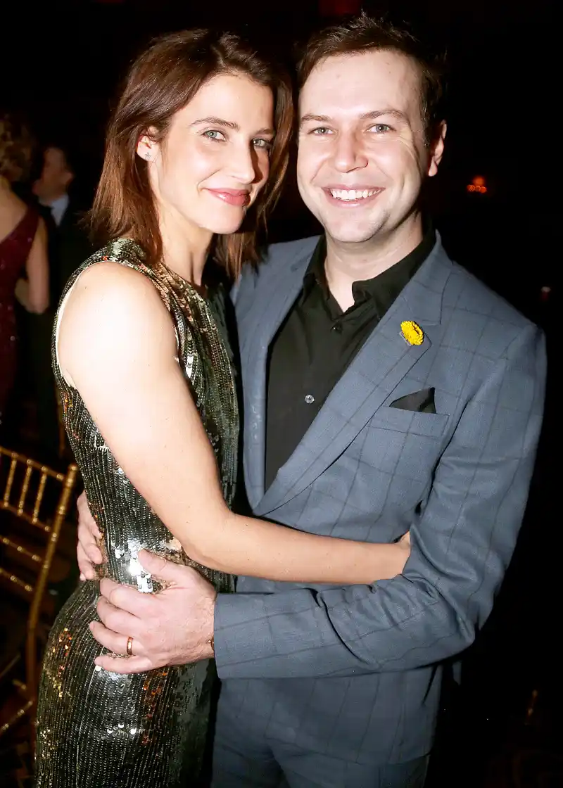 Cobie Smulders and Taran Killam pose at the opening night after party for "Present Laughter" at Gotham Hall on April 5, 2017 in New York City.