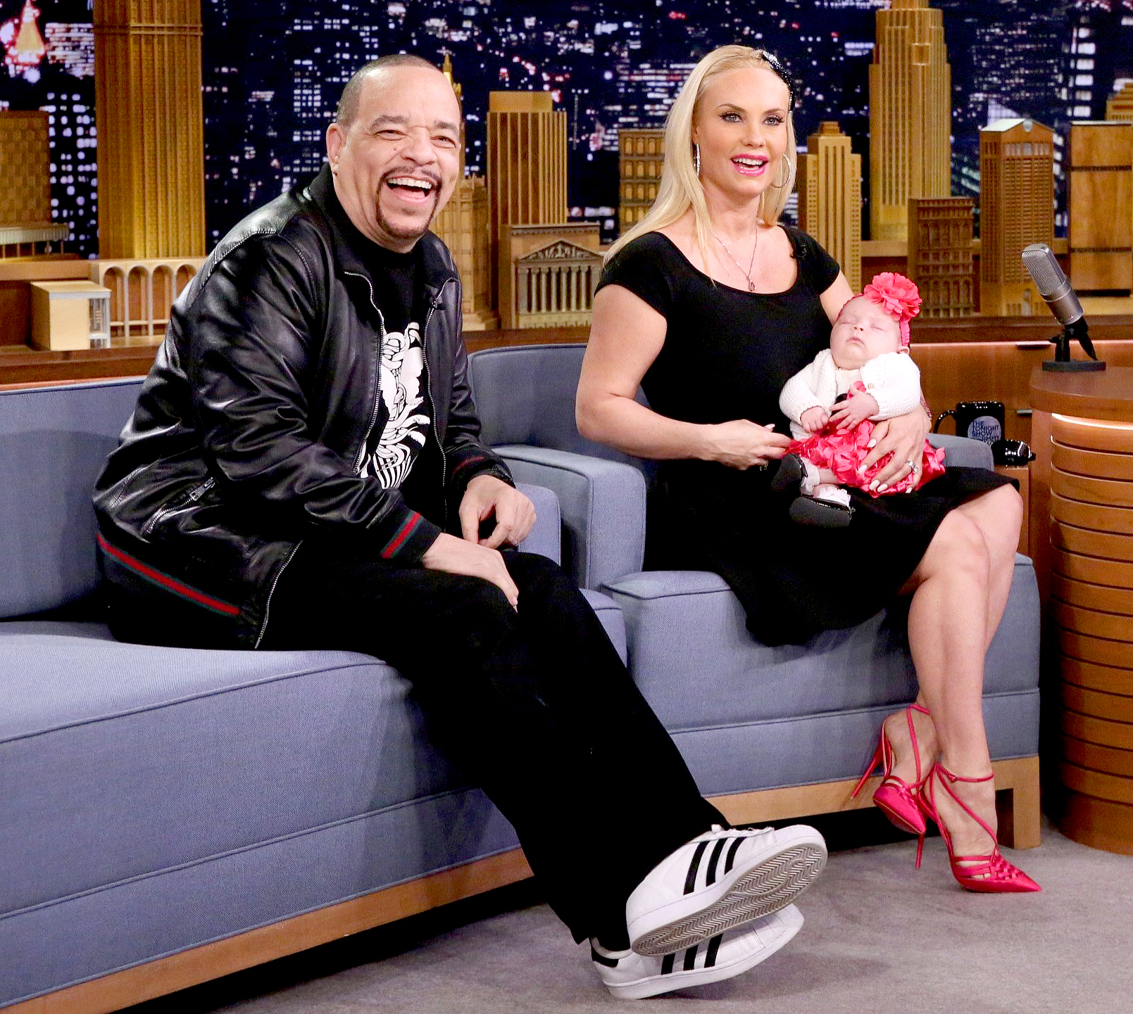 Ice-T and Coco Austin show off their daughter Chanel Nicole Marrow during an interview with host Jimmy Fallon on March 23, 2016
