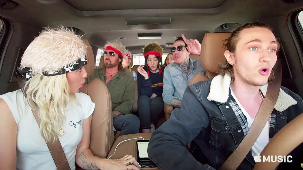 Cyrus Family carpool karaoke Achy Breaky Heart Miley Cyrus Billy ray Cyrus Noah Cyrus