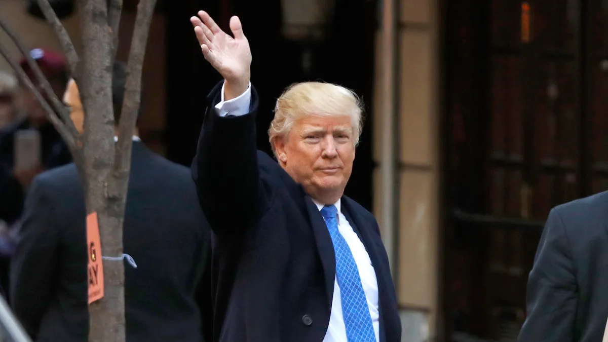 Republican presidential nominee Donald Trump arrives to vote at the Beckman Hill International School in New York City. After a contentious campaign season, Americans go to the polls today to choose the next president of the United States.
