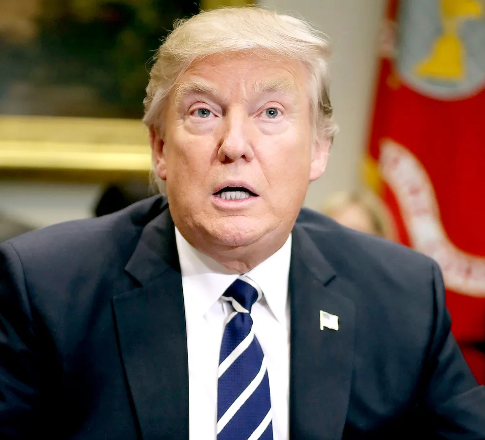 Donald Trump delivers remarks at the beginning of a meeting with his staff and government cyber security experts in the Roosevelt Room at the White House January 31, 2017 in Washington, DC.