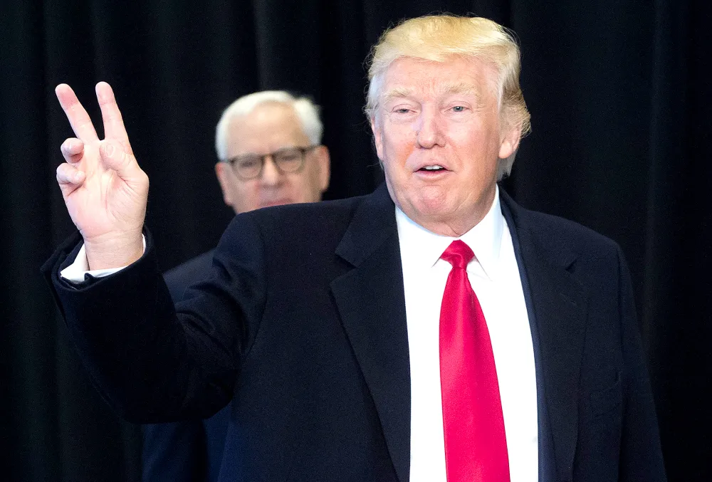 Donald Trump leaves after speaking following a tour of the Smithsonian National Museum of African American History and Culture in Washington, DC, February 21, 2017.