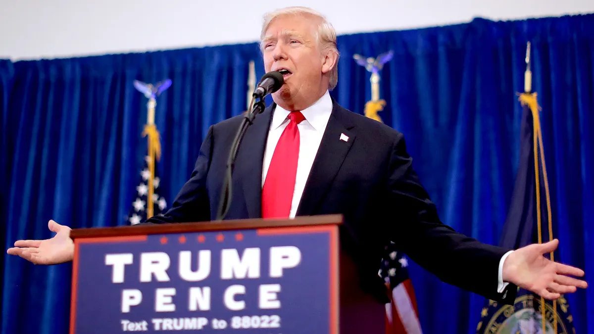 Republican presidential nominee Donald Trump holds a campaign rally at the Atkinson Country Club November 4, 2016 in Atkinson, New Hampshire.
