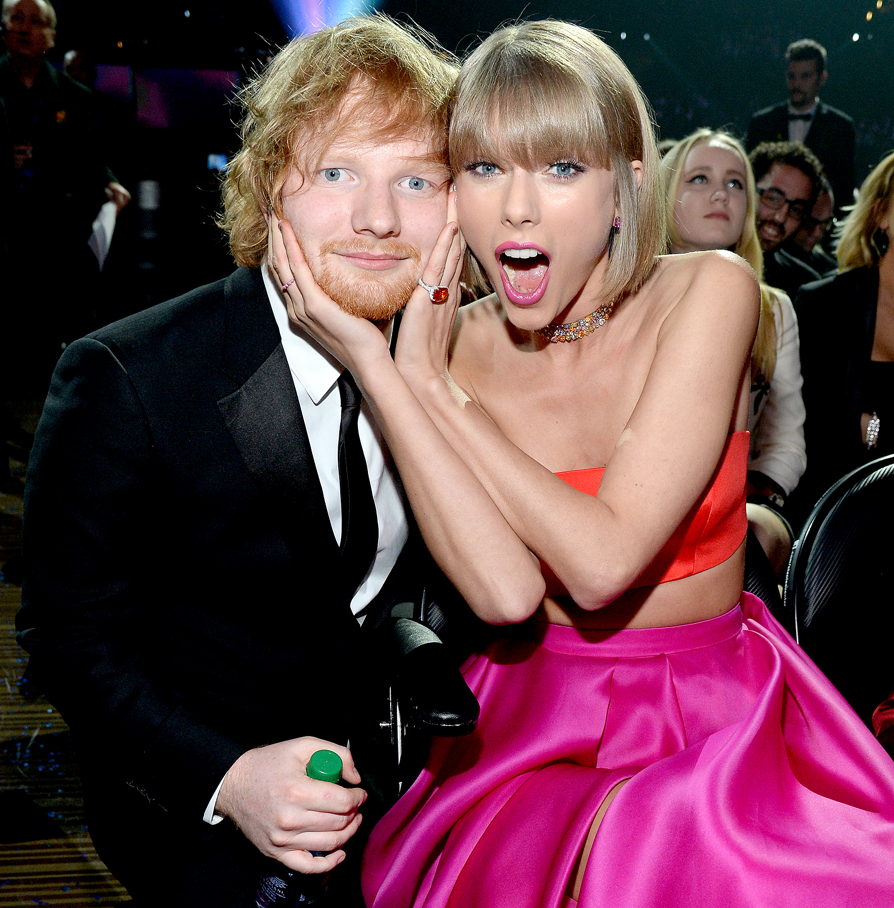 Ed Sheeran and Taylor Swift attend The 58th GRAMMY Awards at Staples Center on February 15, 2016 in Los Angeles, California.