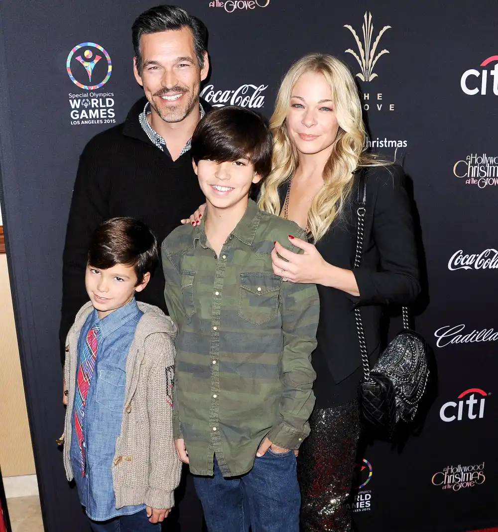 Eddie Cibrian, LeAnn Rimes, Mason Edward Cibrian and Jake Austin Cibrian attend The Grove's 12th Annual Christmas Tree Lighting Spectacular at The Grove on November 16, 2014 in Los Angeles, California.