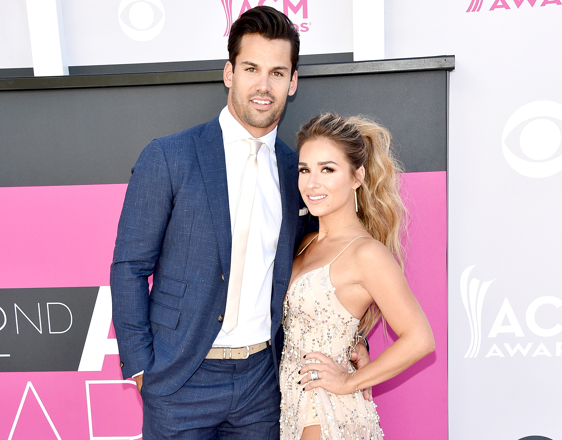 Eric Decker and Jessie James Decker attend the 52nd Academy Of Country Music Awards at Toshiba Plaza on April 2, 2017 in Las Vegas, Nevada.