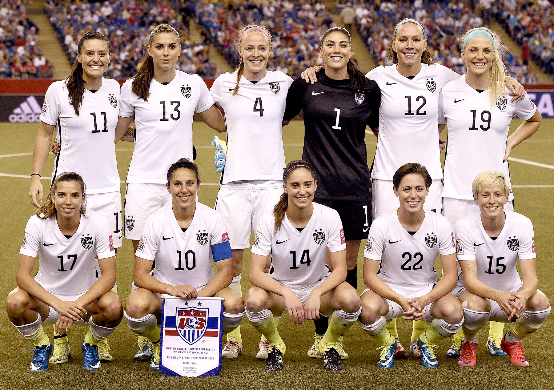 Members of the US Women's National Soccer Team pose during the 2015 FIFA Women's World Cup
