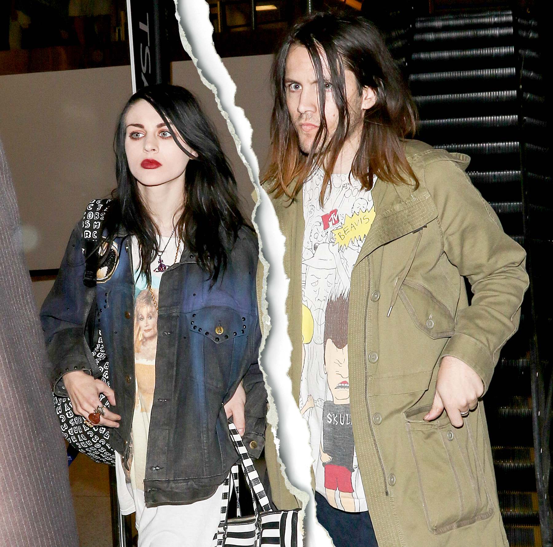 Frances Bean Cobain and Isaiah Silva are seen at LAX on January 26, 2015.