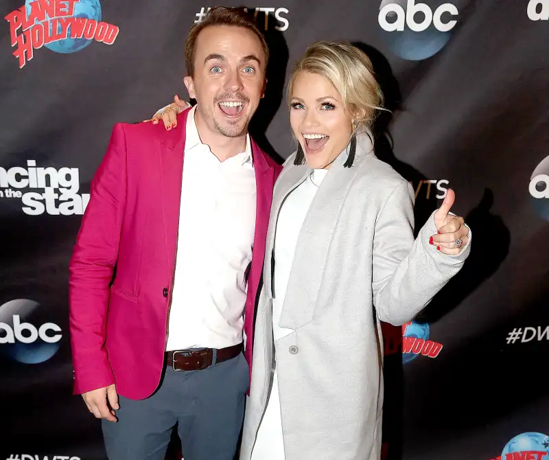 Frankie Muniz and Witney Carson pose at ABC's 'Dancing With the Stars' season 25 cast announcement event at Planet Hollywood Times Square in New York City on September 6, 2017.