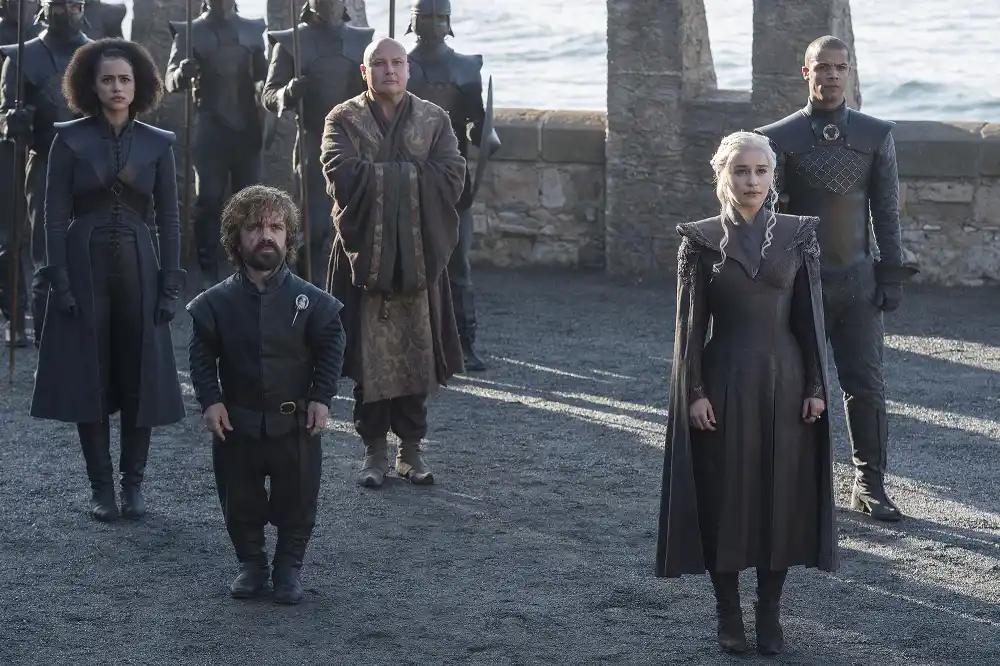 Nathalie Emmanuel, Peter Dinklage, Conleth Hill, Emilia Clarke, and Jacob Anderson