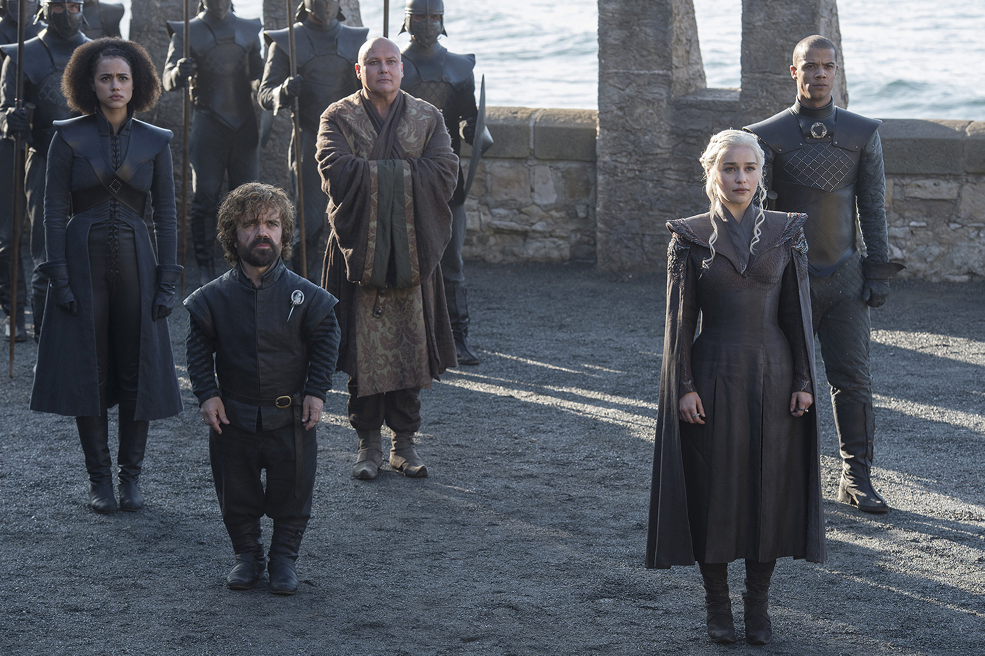 Nathalie Emmanuel, Peter Dinklage, Conleth Hill, Emilia Clarke, and Jacob Anderson