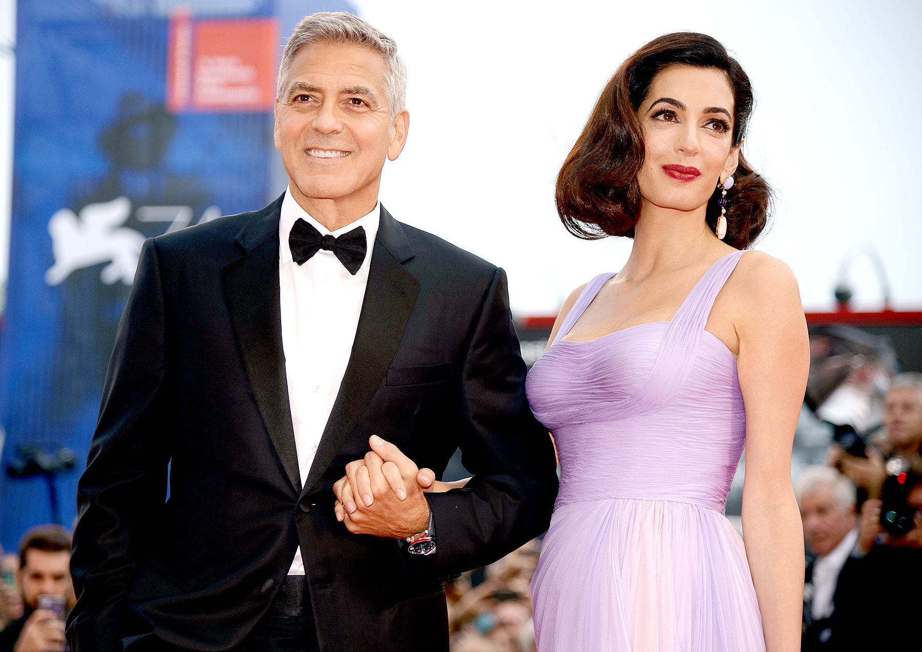 George Clooney and his wife Amal attend the premiere of the movie "Suburbicon" presented out of competition at the 74th Venice Film Festival on September 2, 2017 at Venice Lido.