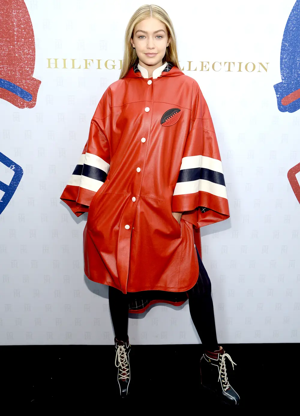 Gigi Hadid backstage at Tommy Hilfiger Women's Collection during Mercedes-Benz Fashion Week for fall 2015 at Park Avenue Armory on Feb. 16, 2015, in New York City.