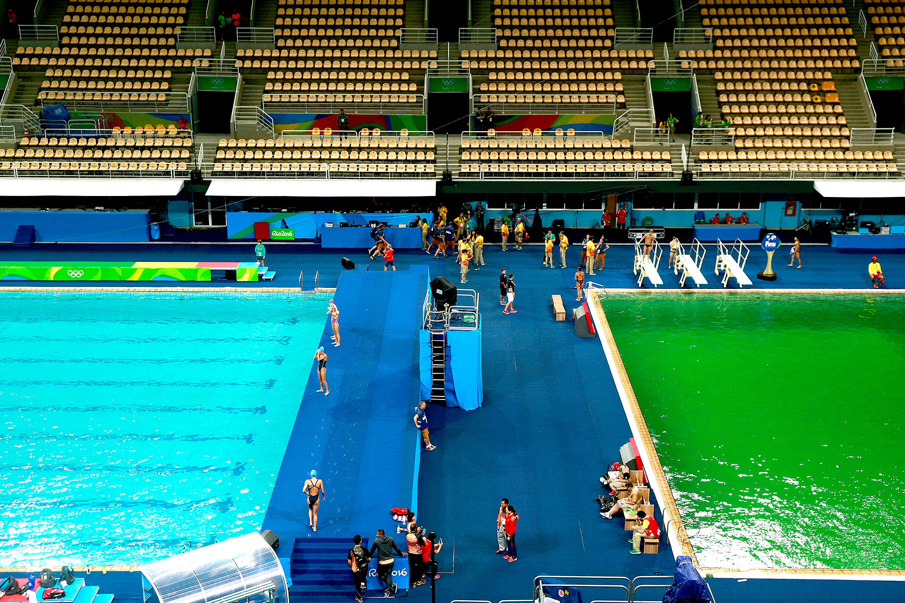 General view of the diving pool at Maria Lenk Aquatics Centre on Day 4 of the Rio 2016 Olympic Games at Maria Lenk Aquatics Centre on August 9, 2016 in Rio de Janeiro, Brazil.