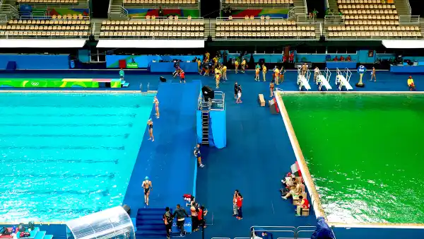 General view of the diving pool at Maria Lenk Aquatics Centre on Day 4 of the Rio 2016 Olympic Games at Maria Lenk Aquatics Centre on August 9, 2016 in Rio de Janeiro, Brazil.