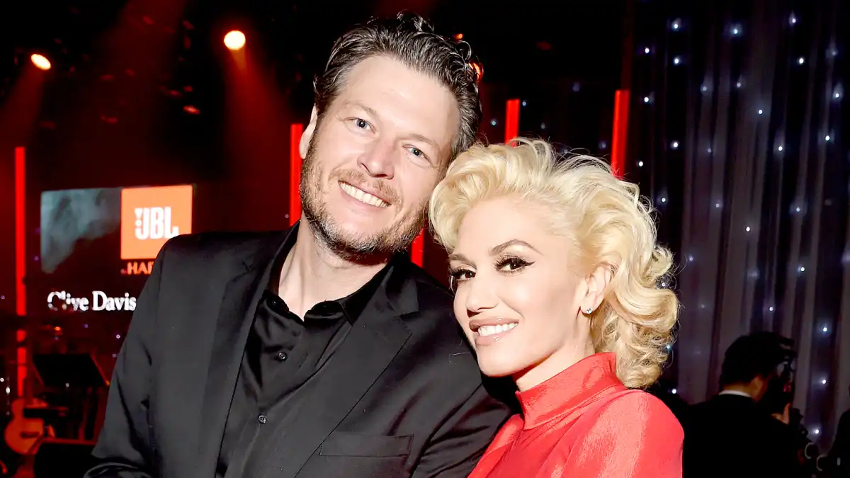 Blake Shelton and Gwen Stefani attend the 2016 Pre-GRAMMY Gala and Salute to Industry Icons honoring Irving Azoff at The Beverly Hilton Hotel on February 14, 2016 in Beverly Hills, California.