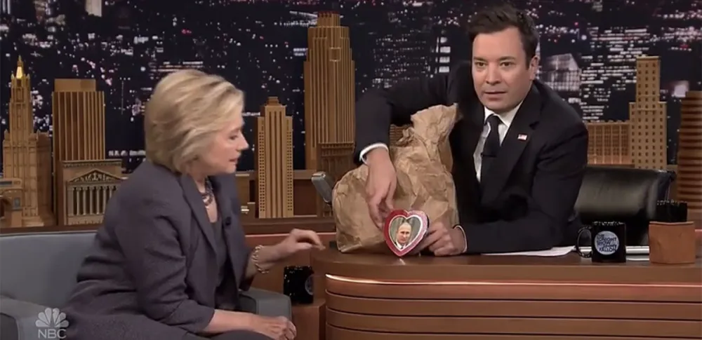 Jimmy Fallon and Hillary Clinton mock Donald Trump's 'bromance' with Vladimir Putin
