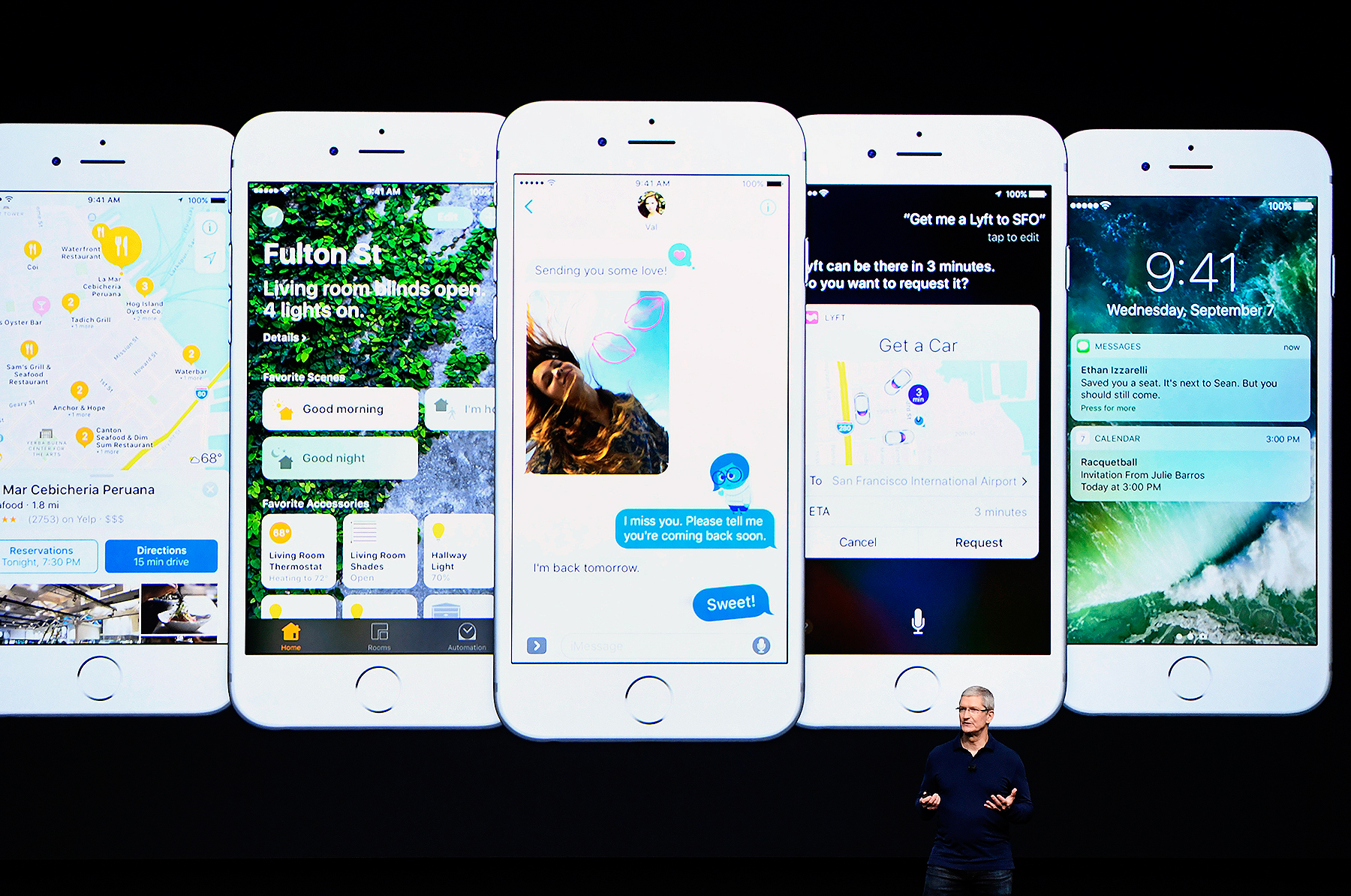 Tim Cook, chief executive officer of Apple Inc., speaks during an event in San Francisco, California, U.S., on Wednesday, Sept. 7, 2016.