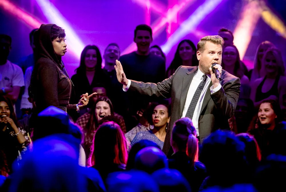 James Corden battles Jennifer Hudson in Drop the Mic on The Late Late Show with James Corden," airing Wednesday, June 7th 2017 from London.