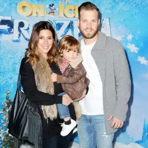Jamie-Lynn Sigler and Cutter Dykstra with son Beau attend Frozen celebrity premiere presented by Disney On Ice held at the Staples Center on Thursday, Dec.10, 2015, in Los Angeles.