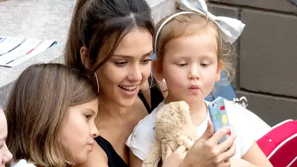 Jessica Alba with daughters Honor and Haven seen at USTA Billie Jean King National Tennis Center on September 10, 2016 in the Queens borough of New York City.