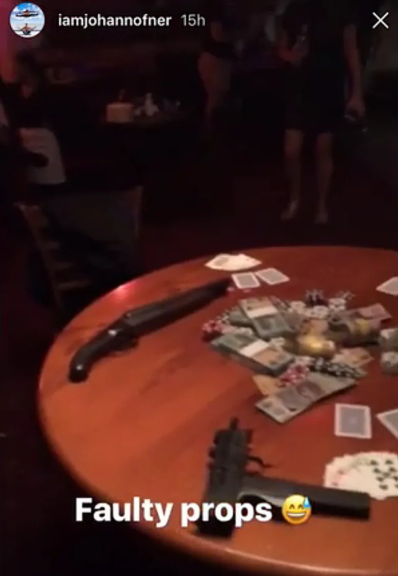 Johann Ofner's Instagram story featuring props.