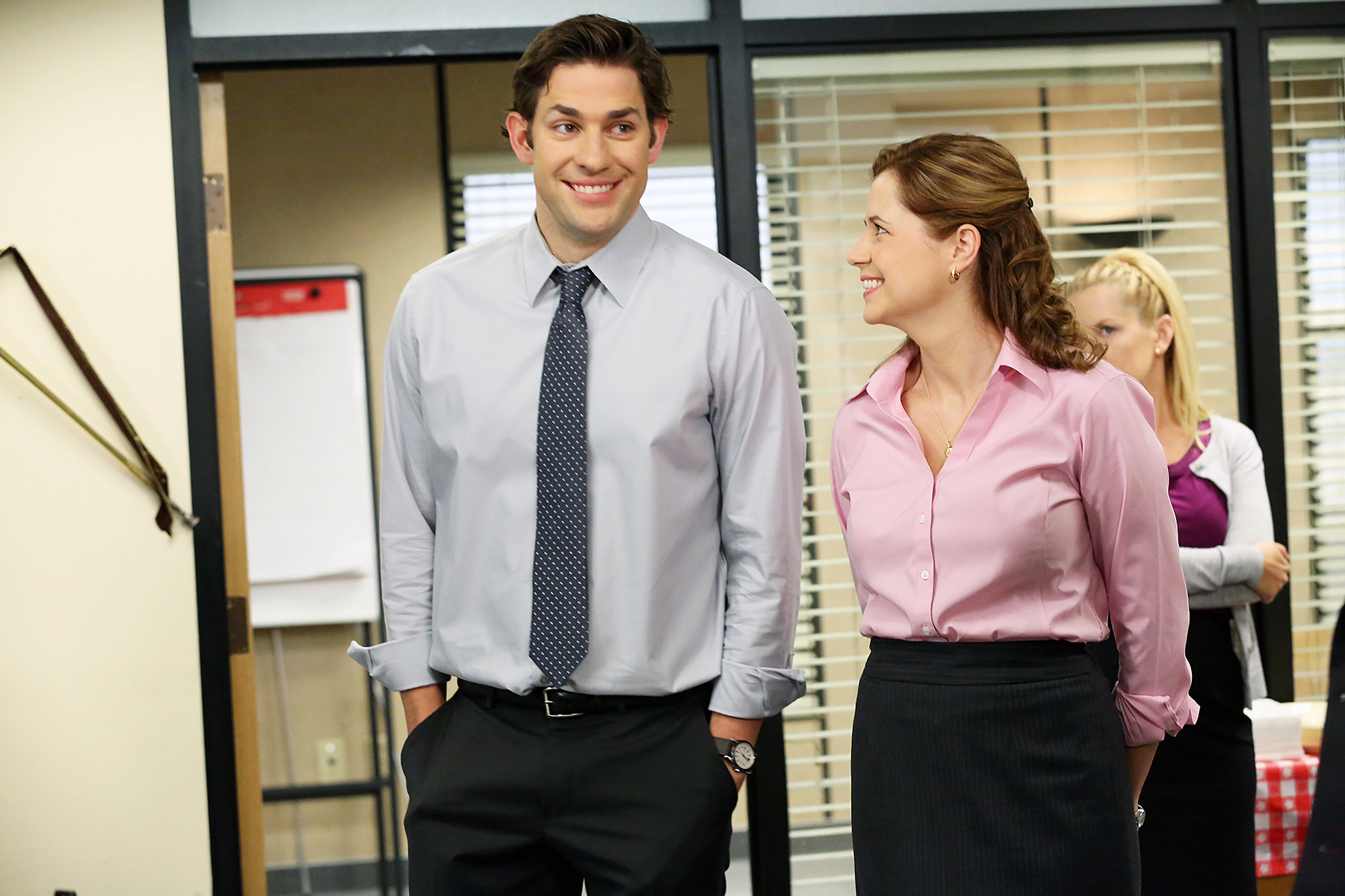 John Krasinski and Jenna Fischer on 'The Office.'