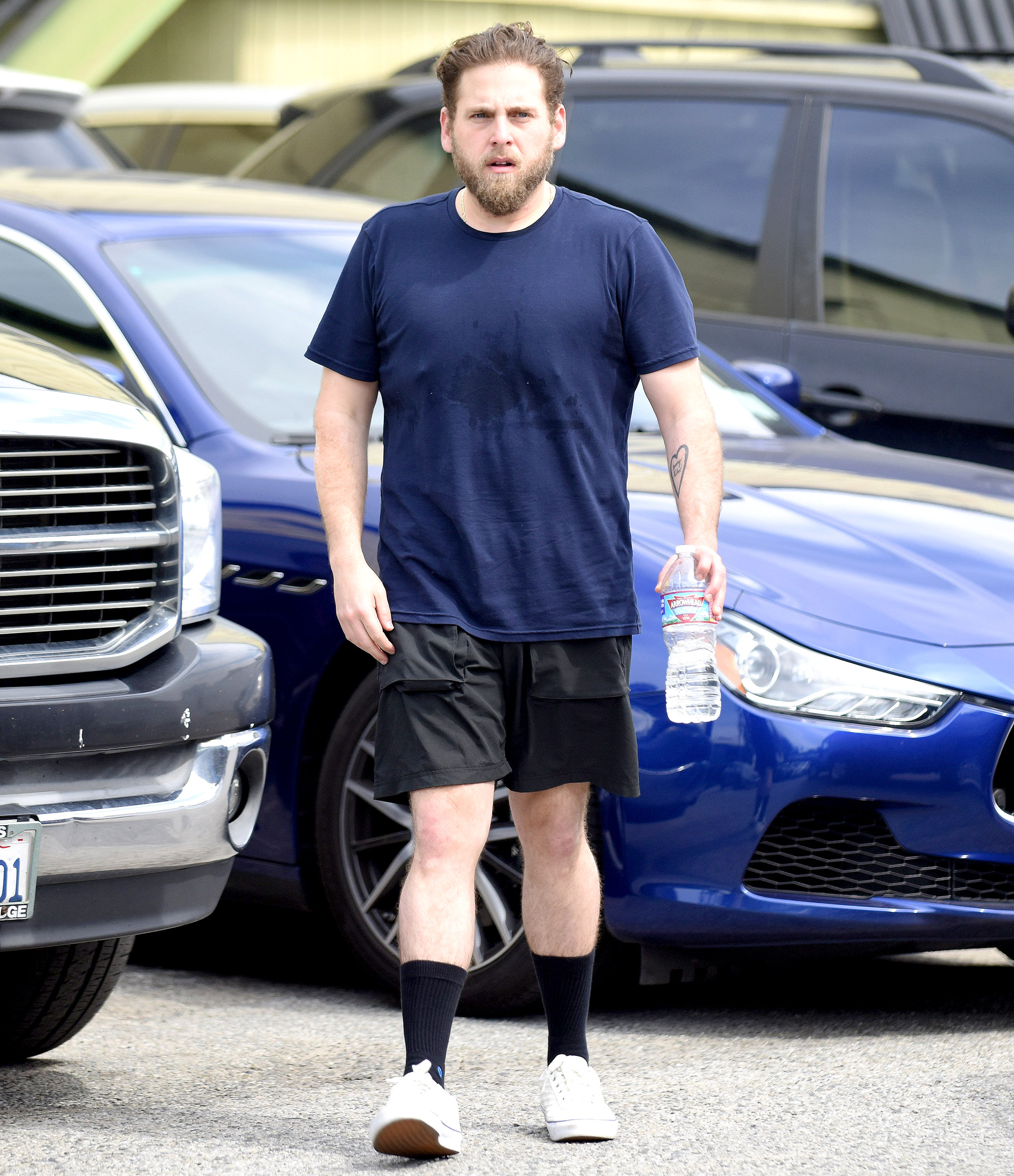Jonah Hill leaves the gym in Los Angeles on March 11.