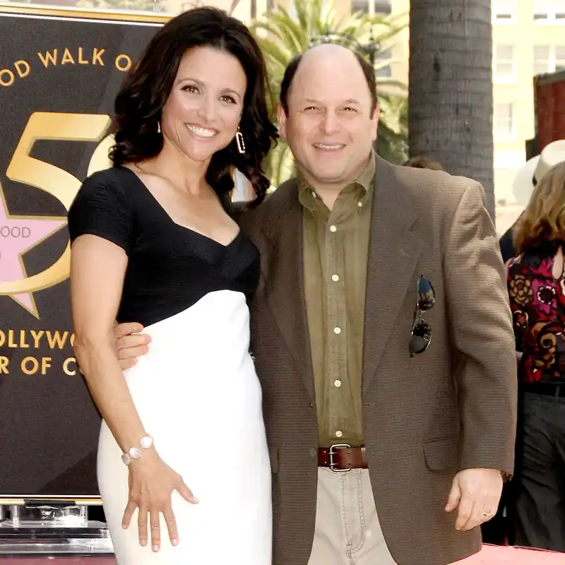 Julia Louis-Dreyfus and Jason Alexander attend Julia Louis-Dreyfus' induction into the Hollywood Walk of Fame on May 4, 2010 in Hollywood, California.