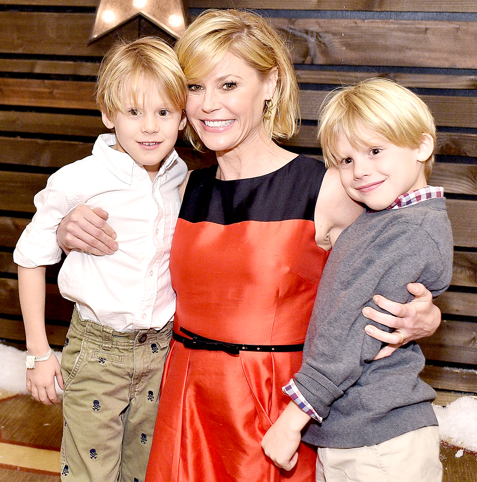 Julie Bowen and sons attend the Baby2Baby Holiday Party Presented By Tiny Prints At Montage Beverly Hills on December 6, 2015 in Beverly Hills, California.