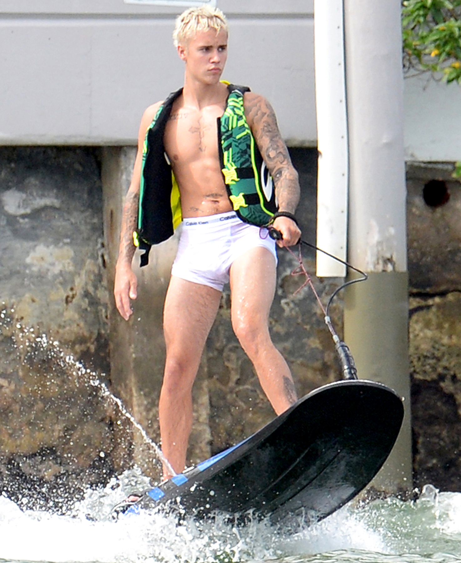 Justin Bieber is seen spending his downtime from his Purpose World Tour on his yacht in Miami, Florida on July 3, 2016.