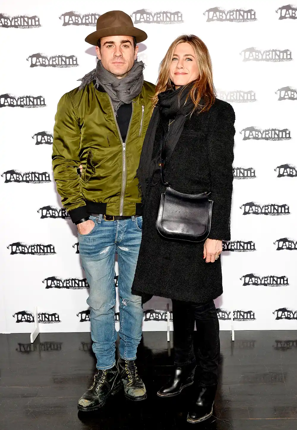 Justin Theroux and Jennifer Aniston attend the Labyrinth Theater Company's Celebrity Charades Gala 2015 on November 16, 2015 in New York City.