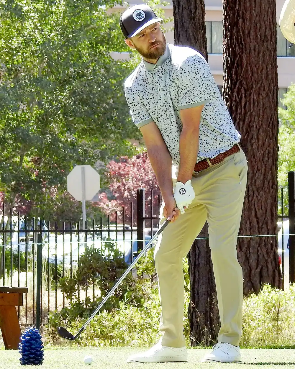 Justin Timberlake plays a round with newly retired NFL quarterback Tony Romo in the American Century Celebrity Championship Golf Tournament.